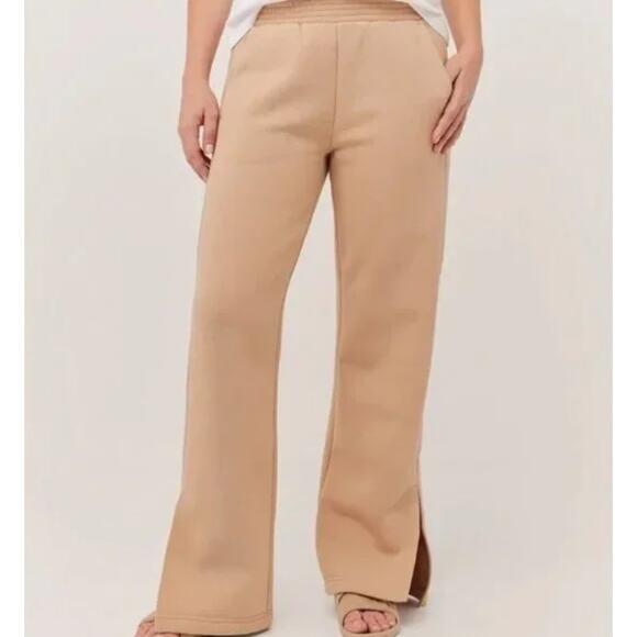 PACT Posey Fleece Sweatpant Straight Leg Pink Medium Cotton Blend Lounge Comfy - Picture 4 of 9